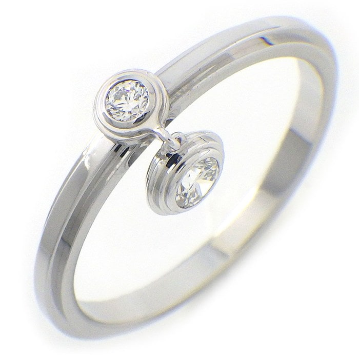 カルティエ Cartier リング ダムール ディアマン レジェ ドゥ B4093453 スウィング ドロップ 2ポイント ダイヤモンド K18WG 12.5号 / #53 【中古】