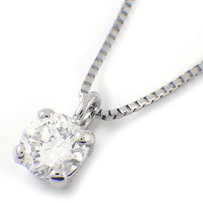【ダイヤモンド】 ネックレス ソリテール ソリティア ラウンド 1ポイント ダイヤモンド 0.382ct(F/VS1/GD) PT900 PT850
