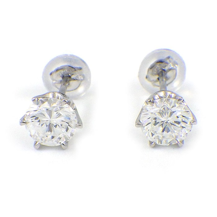 【ダイヤモンド】 ピアス ソリテール ソリティア スタッド ラウンド ダイヤモンド 0.401ct(F/VS/GD) ダイヤモンド 0.404ct(F/VS1/GD) PT900