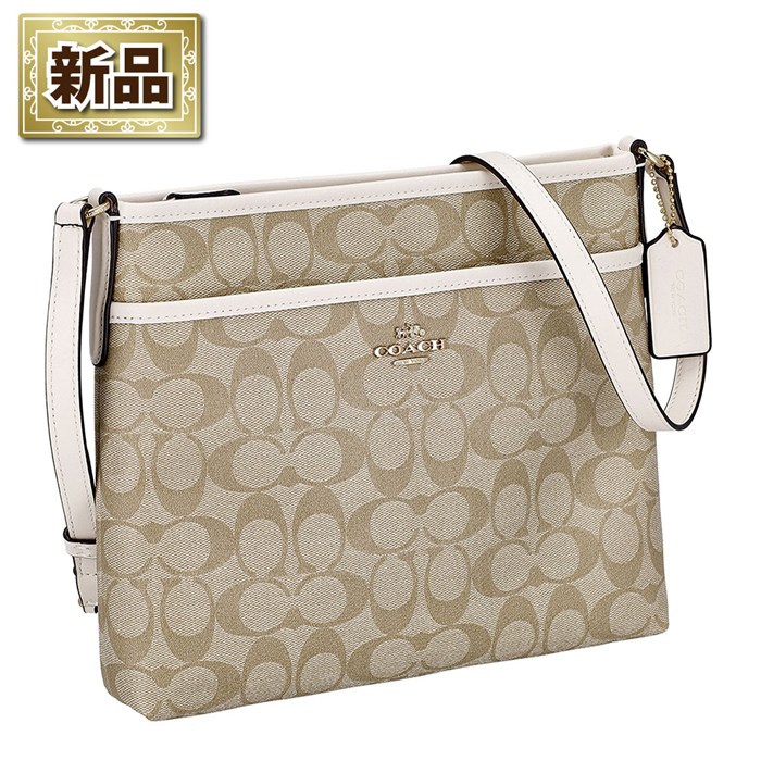 【新品】コーチ COACH ショルダーバッグ F29210 IMDQC 2023 SS ライトカーキ シグネチャーキャンバス チョーク レザー ゴールド金具