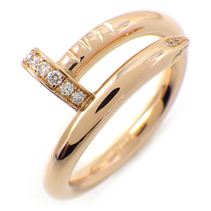 カルティエ Cartier リング ジュストアンクル クラシック B4094854 釘モチーフ 22ポイント ダイヤモンド 計0.13ct K18PG 14号 / #54 【中古】