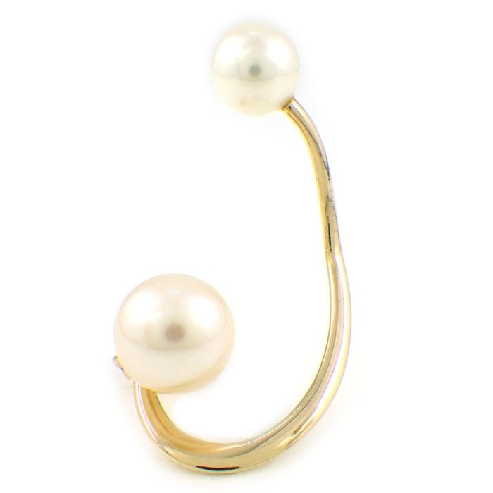 スタージュエリー STAR JEWELRY シングルピアス カフジャケット リトルイヤークローゼット 丸林広奈コラボ 2Way 2ポイント パール 6.0mm / 7.0mm珠 K10YG ※片方のみ 【中古】