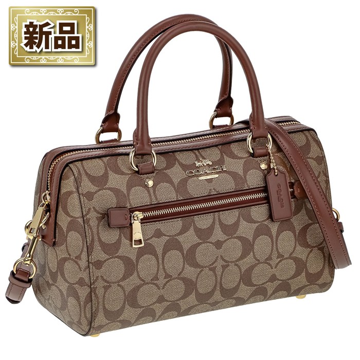 【新品】コーチ COACH ハンドバッグ/ショルダーバッグ ローアン サッチェル 83607 IME74 カーキ シグネチャーキャンバス サドル2 スムースレザー ゴールド金具