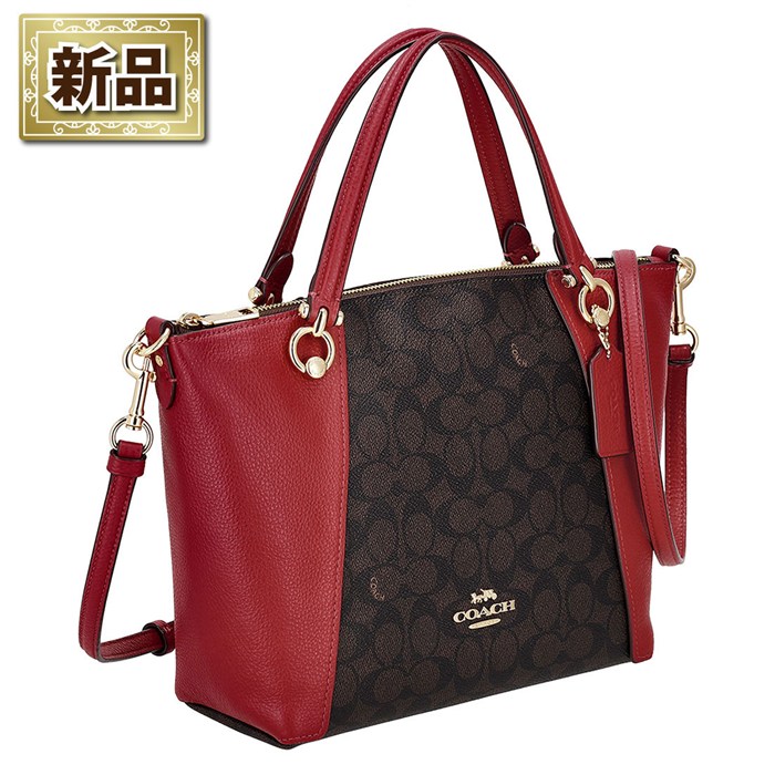 【新品】コーチ COACH ハンドバッグ/ショルダーバッグ ケイシー サッチェル CCQ24 IMXD0 2025 AW ウォルナット シグネチャーキャンバス ボールドレッド レザー ゴールド金具