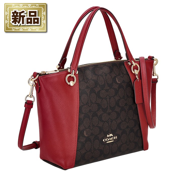 【新品】コーチ COACH ハンドバッグ/ショルダーバッグ ケイシー サッチェル CCQ24 IMXD0 2025 AW ウォルナット シグネチャーキャンバス ボールドレッド レザー ゴールド金具