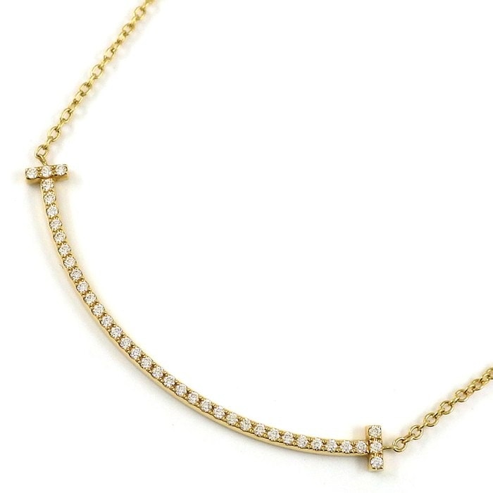 ティファニー Tiffany & Co. ネックレス Tスマイル スモール 63058777 ダイヤモンド 計0.10ct K18YG 【中古】