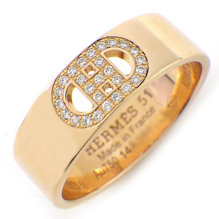エルメス HERMES リング H ダンクル PM H115601B 27ポイント ダイヤモンド 0.07ct K18PG 11号 / #51 【中古】