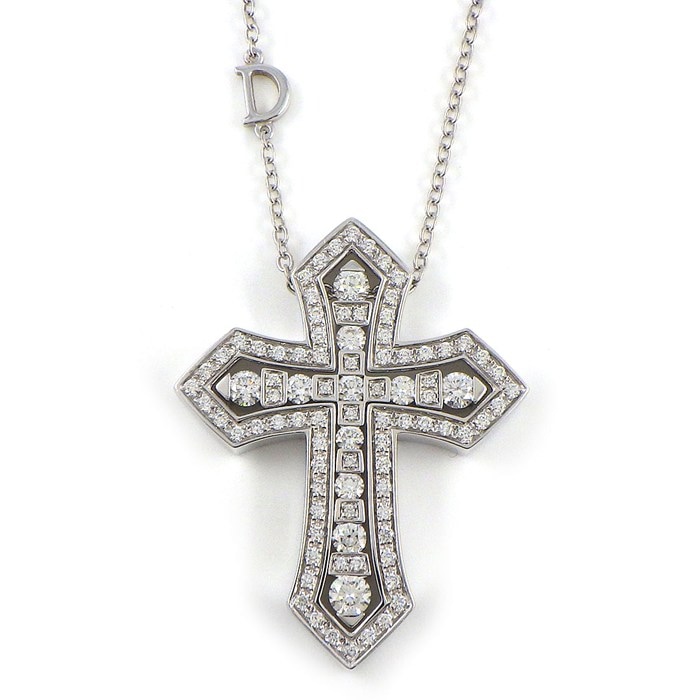 ダミアーニ DAMIANI ネックレス ベルエポック クラウン L 20089534 クロス パヴェ ダイヤモンド 計1.38ct K18WG 【箱・保付き】 【中古】