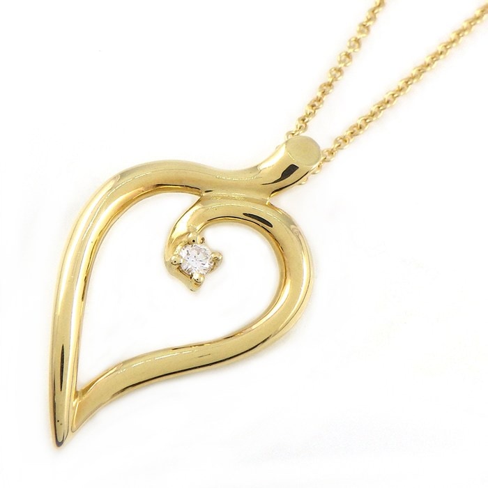 ティファニー Tiffany & Co. ネックレス リーフハート 1ポイント ダイヤモンド K18YG 【中古】
