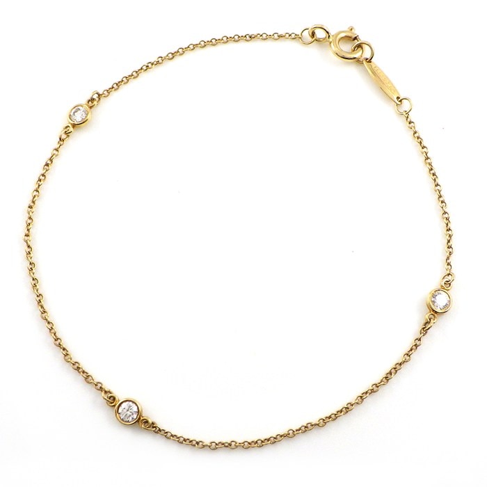 ティファニー Tiffany & Co. ブレスレット バイザヤード 60082515 3ポイント ダイヤモンド 計0.15ct K18YG 【中古】