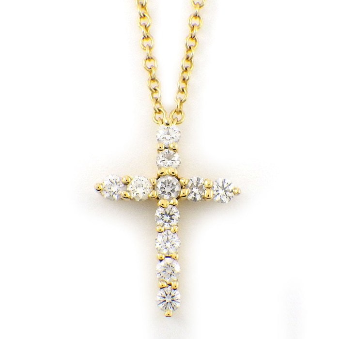 ティファニー Tiffany & Co. ネックレス スモールクロス ダイヤモンド K18YG 【中古】