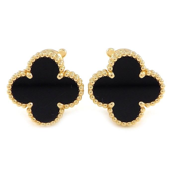 ヴァンクリーフ＆アーペル Van Cleef & Arpels ピアス ヴィンテージアルハンブラ VCARA44200 オニキス K18YG 【箱・保付き】 【中古】