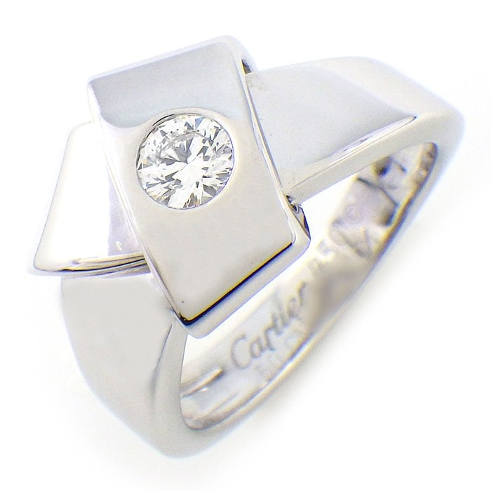 カルティエ Cartier リング ノット 1ポイント ダイヤモンド K18WG 10号 / #50 【中古】