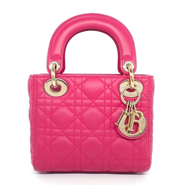 ディオール Dior ハンドバッグ/ショルダーバッグ レディディオール ミニ M0505ONGE_M030 ピンク カナージュラムスキン 【中古】