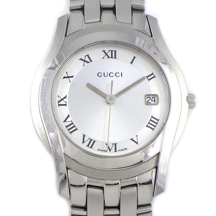 グッチ GUCCI 腕時計 Gクラス 5500M サンレイ シルバー文字盤 デイト SS クオーツアナログ 【中古】