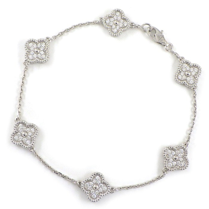 ヴァンクリーフ＆アーペル Van Cleef & Arpels ブレスレット スウィートアルハンブラ 6モチーフ VCARO85700 パヴェ 72ポイント ダイヤモンド 計0.48ct K18WG 【中古】