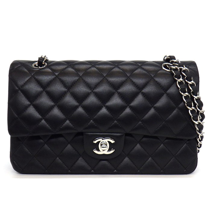 シャネル CHANEL ショルダーバッグ マトラッセ25 11.12 クラシック ハンドバッグ A01112 2015年 ブラック ラムスキン 【中古】