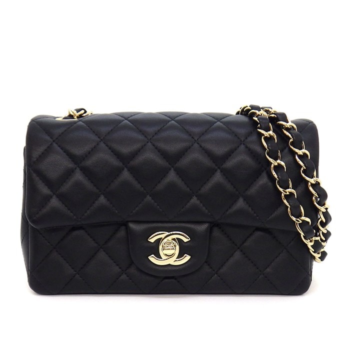シャネル CHANEL ショルダーバッグ マトラッセ 20 ミニ クラシック ハンドバッグ A69900 2021年以降 ブラック ラムスキン 【中古】