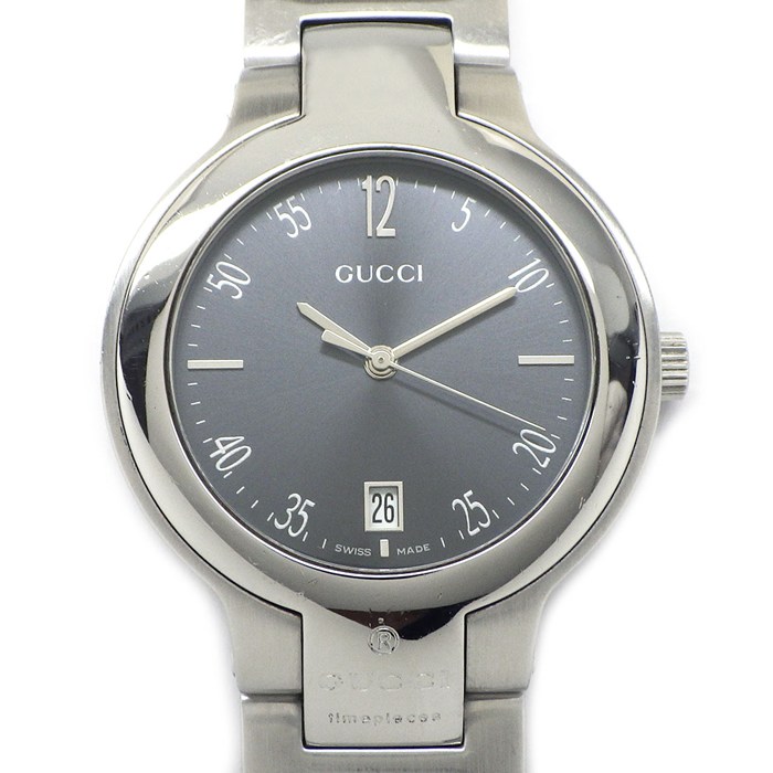グッチ GUCCI 腕時計 8900M サンレイ グレー文字盤 デイト SS クオーツアナログ 【中古】