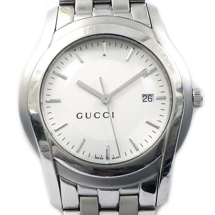 グッチ GUCCI 腕時計 Gクラス 5500XL シルバー文字盤 デイト SS クオーツアナログ 【中古】