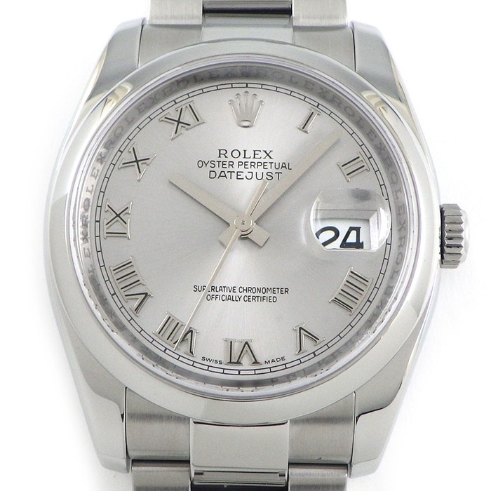 ロレックス Rolex 腕時計 デイトジャスト 116200 M番 2007-2008年製 ルーレット刻印 サンレイ シルバー文字盤 ローマンインデックス デイト SS 自動巻き 【中古】
