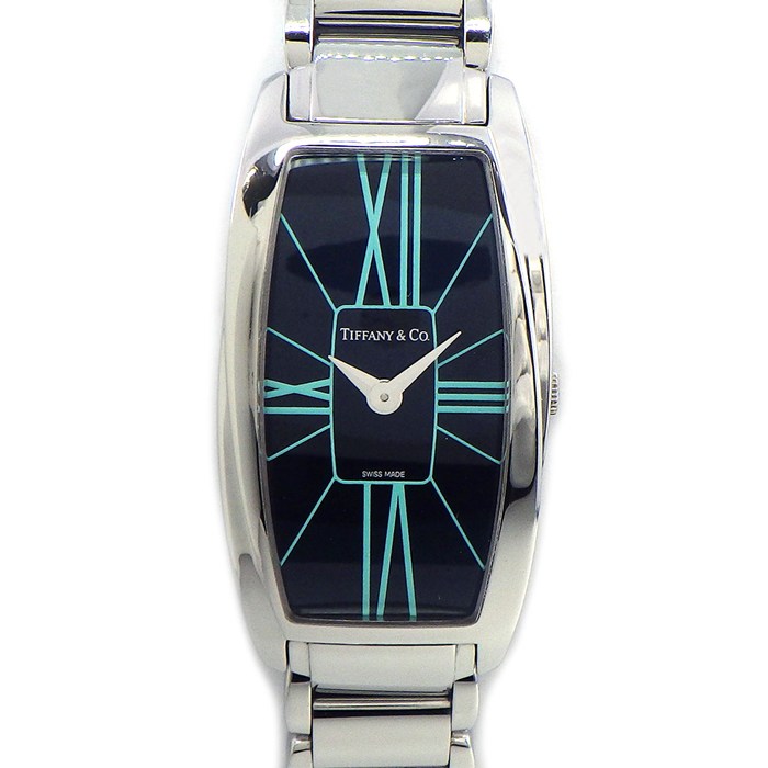 ティファニー Tiffany & Co. 腕時計 ジェメア Z6401.10.10A19A00A トノー ブラック文字盤 ローマンインデックス SS クオーツアナログ 【中古】