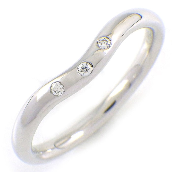 ティファニー Tiffany & Co. リング カーブド バンド 3ポイント ダイヤモンド K18WG 11.5号 【中古】