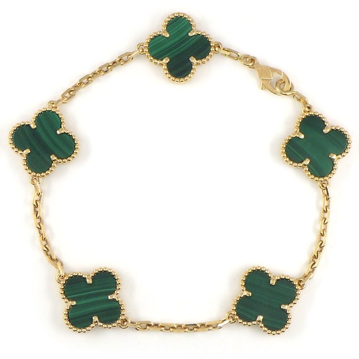 ヴァンクリーフ＆アーペル Van Cleef & Arpels ブレスレット ヴィンテージアルハンブラ 5モチーフ VCARL80900 マラカイト K18YG 【中古】
