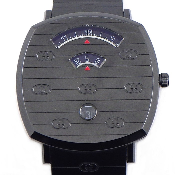 グッチ GUCCI 腕時計 グリップ 157.3/YA157429 デイト ブラック文字盤 SS クオーツアナログ 【箱・保付き】 【中古】