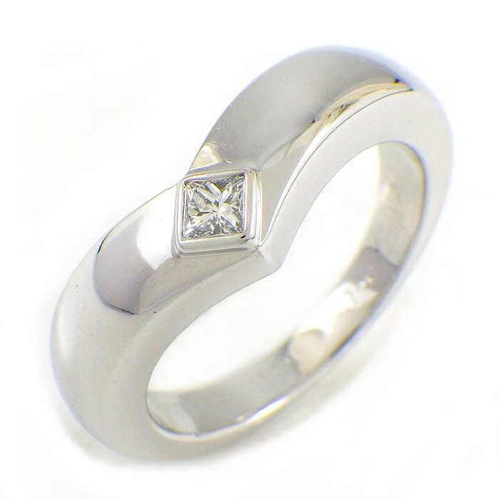 カルティエ Cartier リング トリアンドル プリンセスカット ダイヤモンド K18WG 12.5号 / #53 【中古】