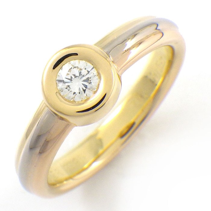カルティエ Cartier リング モノストーン スリーカラー 1ポイント ダイヤモンド K18PG K18WG K18YG 9.5号 / #50 【中古】