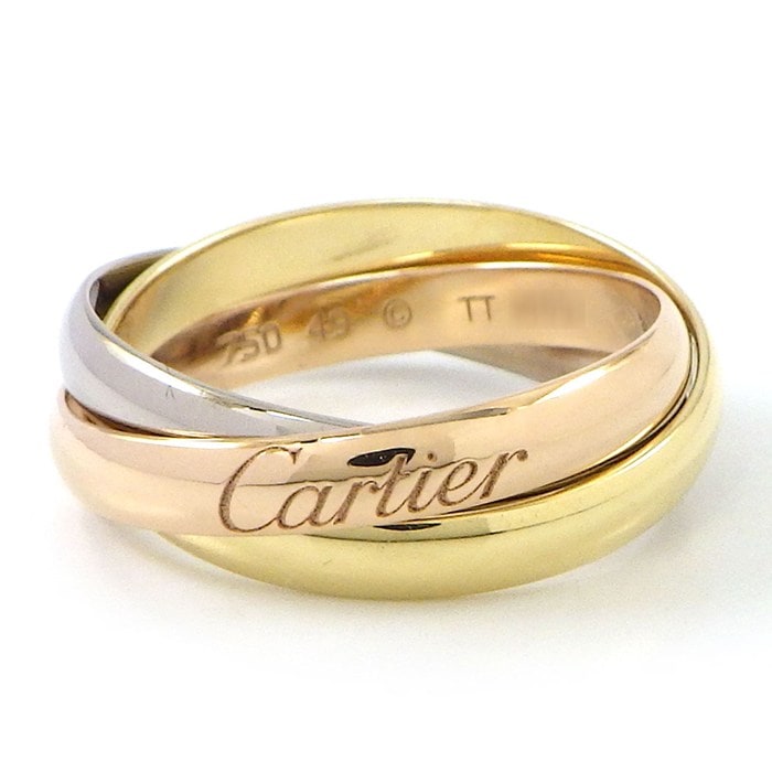 カルティエ Cartier リング トリニティ スモールモデル SM スリーカラー K18PG K18WG K18YG 9.5号 / #49 【中古】