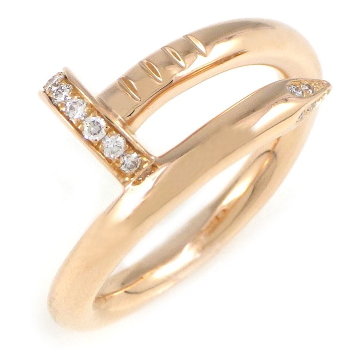 カルティエ Cartier リング ジュストアンクル クラシック B4094850 釘モチーフ 22ポイント ダイヤモンド 計0.13ct K18PG 10号 / #50 【中古】