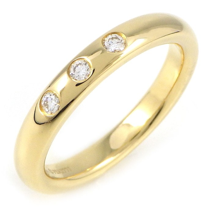ティファニー Tiffany & Co. リング スタッキングバンド 60017109 3ポイント ダイヤモンド 計0.06ct K18YG 7号 【中古】