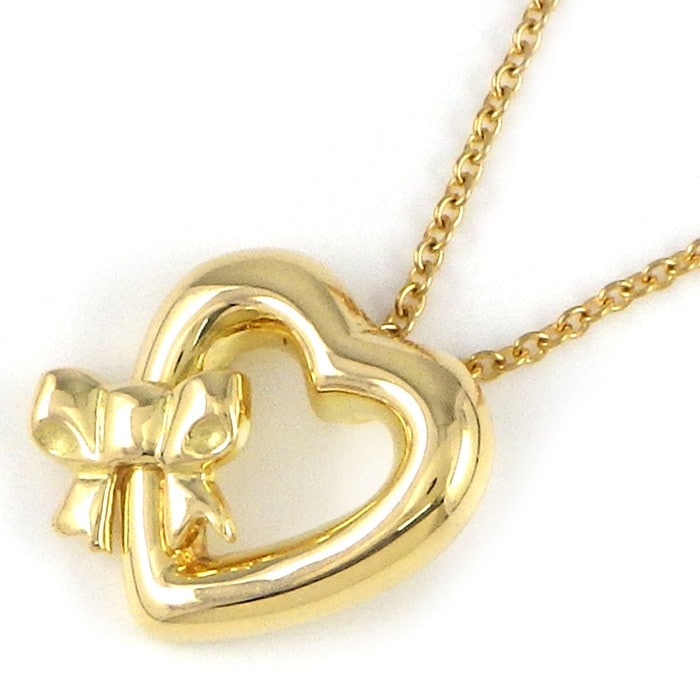 ティファニー Tiffany & Co. ネックレス ハート リボン K18YG 【中古】