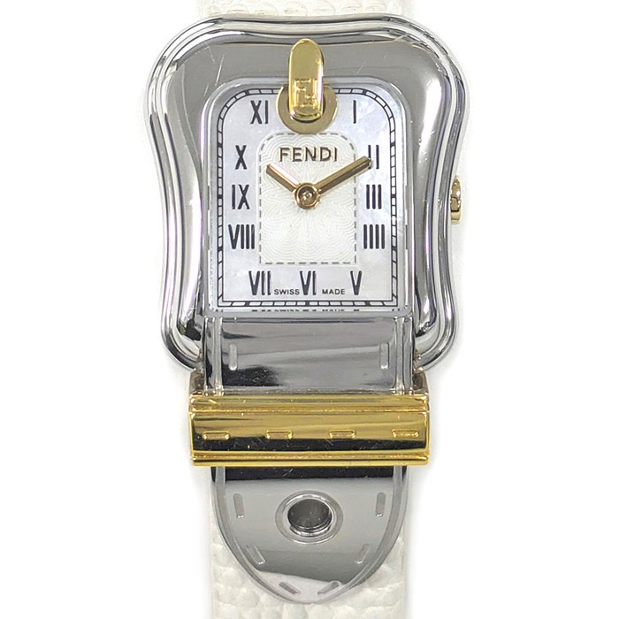 フェンディ FENDI 腕時計 ビーフェンディ 3800L ホワイトシェル文字盤 ローマンインデックス SS 革 クオーツアナログ 【中古】