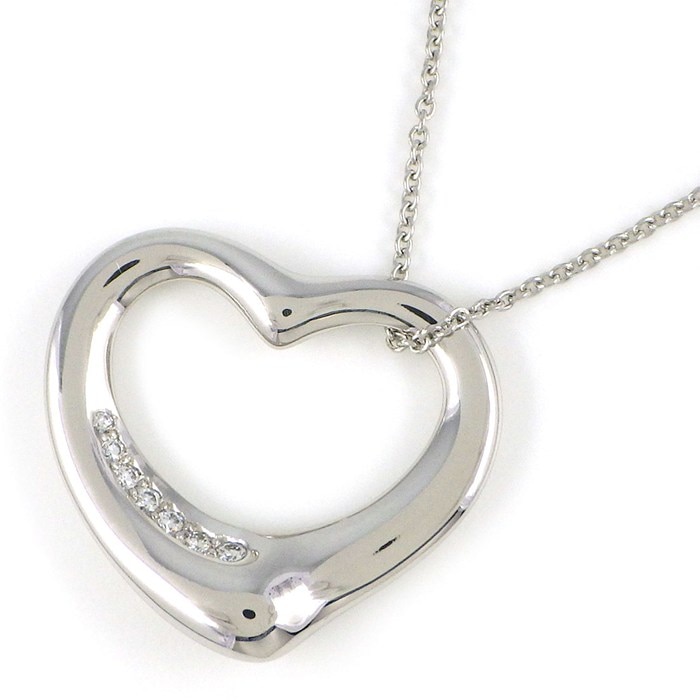 ティファニー Tiffany & Co. ネックレス オープンハート 22mm幅モデル ダイヤモンド PT950 【中古】