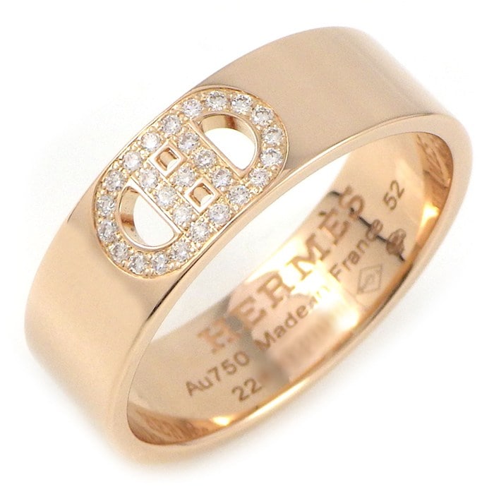 エルメス HERMES リング Hダンクル PM H115601B 27ポイント ダイヤモンド 計0.07ct K18PG 12号 / #52 【中古】