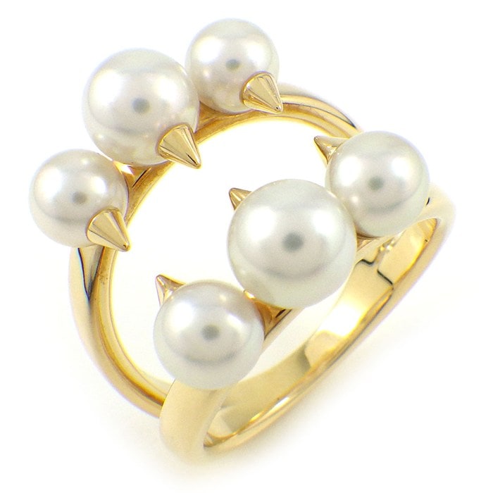 タサキ 田崎真珠 TASAKI リング デインジャー シグネチャー R-4497 アコヤ真珠 5.0-6.0mm珠 K18YG 13号 【中古】