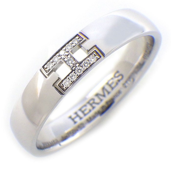 エルメス HERMES リング エヴァーヘラクレス H119853B Hモチーフ 11ポイント ダイヤモンド 計0.02ct K18WG 11.5号 / #52 【中古】