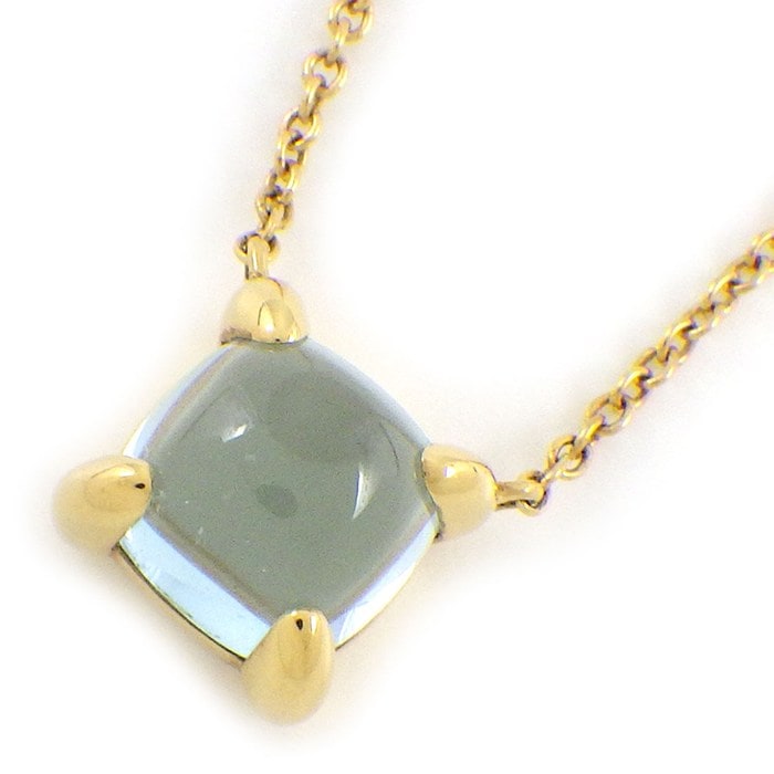 ティファニー Tiffany & Co. ネックレス シュガースタック スクエア カボションカット ブルー トパーズ K18YG 【中古】
