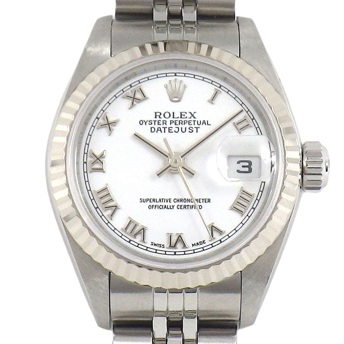ロレックス Rolex 腕時計 デイトジャスト 79174 K番 2001年製 デイト ホワイト文字盤 ローマンインデックス K18WG SS 自動巻き 【箱・保付き】 【中古】