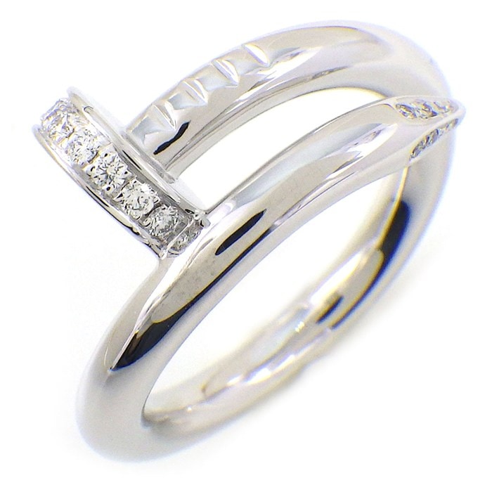 カルティエ Cartier リング ジュストアンクル クラシックモデル B4092750 釘モチーフ 22ポイント ダイヤモンド 計0.13ct K18WG 10号 / #50 【箱・保付き】 【中古】