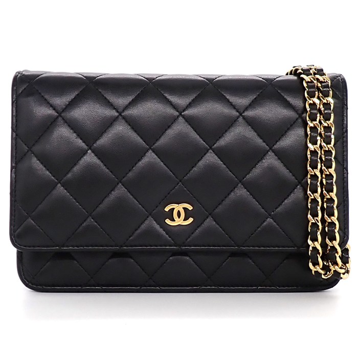 シャネル CHANEL ショルダーバッグ マトラッセ クラシック チェーンウォレット AP0250 2016年製 ブラック ボルドー ラムスキン 【中古】