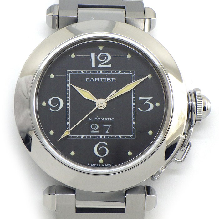カルティエ Cartier 腕時計 パシャC W31053M7 ブラック文字盤 デイト 夜光針/インデックス SS 自動巻き 【中古】