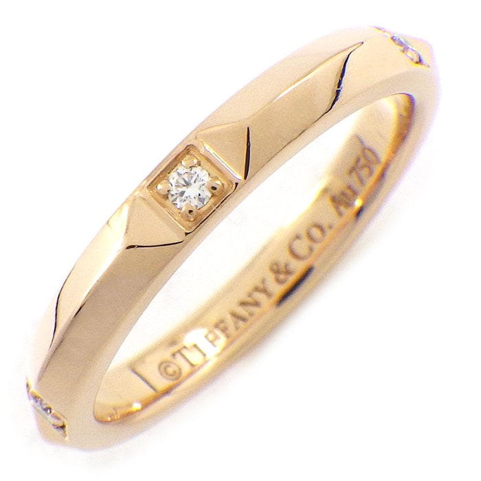 ティファニー Tiffany & Co. リング トゥルー バンド 67134354 5ポイント ダイヤモンド 計0.06ct K18PG 9号 【中古】