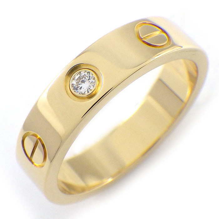 カルティエ Cartier リング ラブ スモールモデル SM B4056147 1ポイント ダイヤモンド 0.02ct K18YG 7号 / #47 【中古】