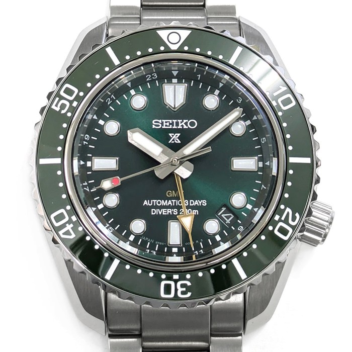 セイコー SEIKO 腕時計 プロスペックス ダイバースキューバ SBEJ009/6R54-00D0 メカニカルダイバーズ 1968 GMT デイト 回転ベゼル 夜光 サンレイ グリーン文字盤 SS セラミック 自動巻き 【箱・保付き】 【中古】