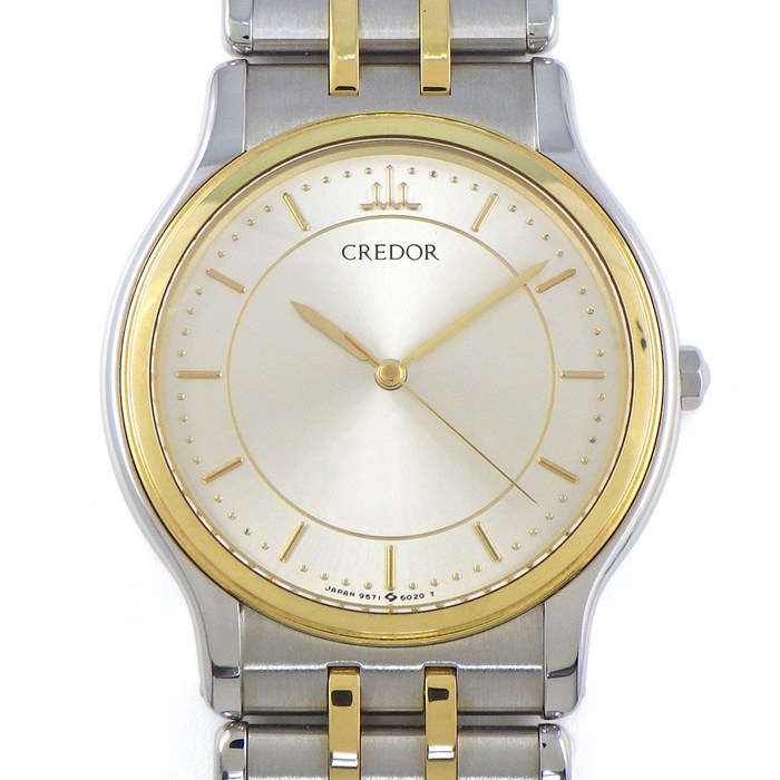 クレドール CREDOR 腕時計 オルディネール GKAM980/9571-6020 サンレイ シルバー文字盤 K18YG SS クオーツアナログ 【箱・保付き】 【中古】