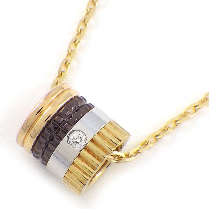 ブシュロン BOUCHERON ネックレス キャトル クラシック スモール JPN00547 スリーカラー ダイヤモンド 0.01ct K18PG K18WG K18YG ブラウン PVD 【箱・保付き】 【中古】